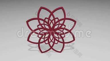 浅灰色背景上的3D红色花环，几何标志型